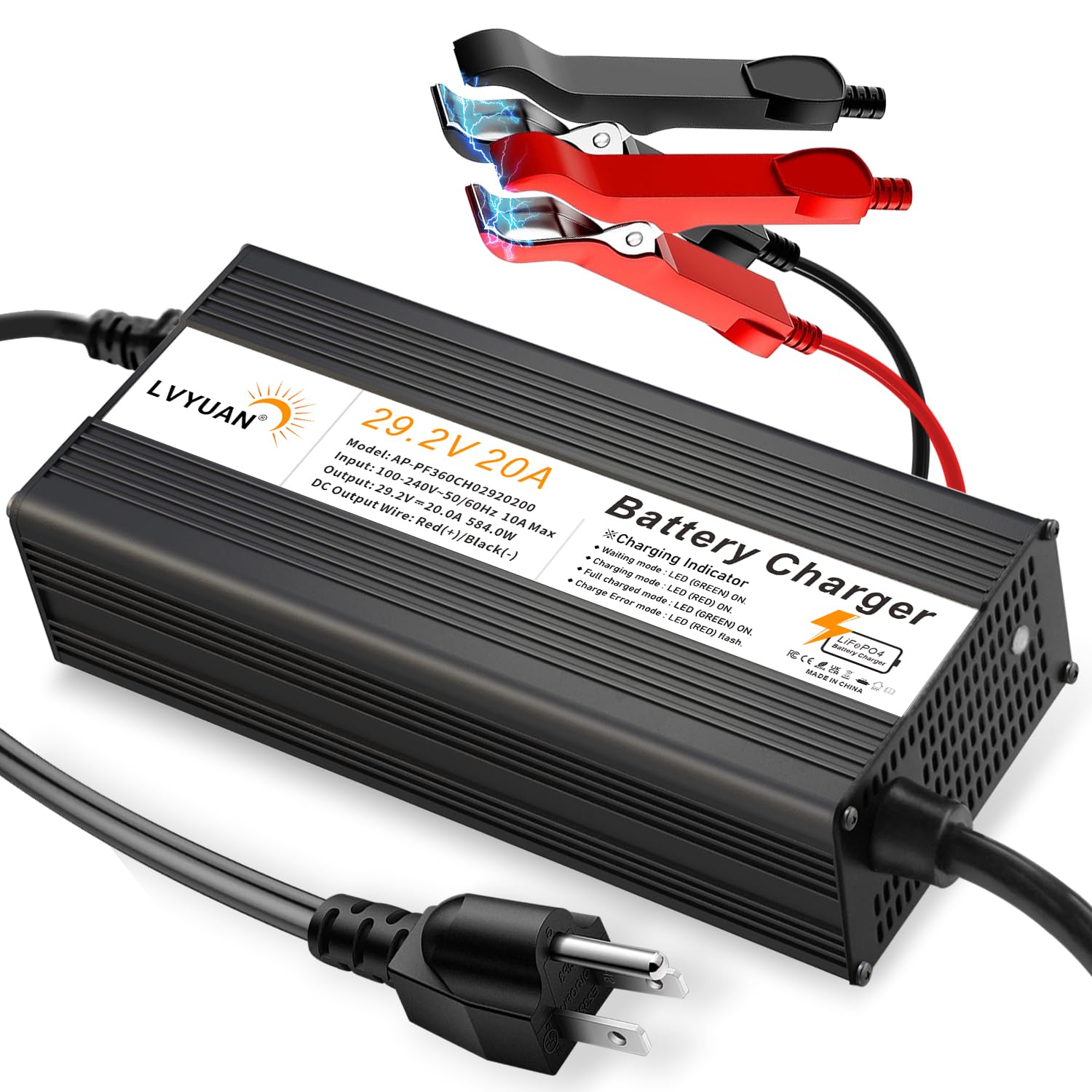 Amazon.com: LVYUAN 29.2V 20A LiFePO4 Battery Charger, 24V 20A